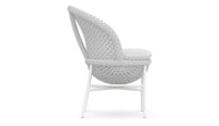 Azzurro Living Montauk Dining Chair With Matte White Aluminum Frame and Pearl Gray All-Weather Rope