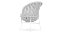 Azzurro Living Montauk Dining Chair With Matte White Aluminum Frame and Pearl Gray All-Weather Rope