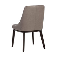 Sunpan Jody Dining Chair in Alpine Grey / Linea Light Grey / Missouri Mahogany Leather - Set of Two