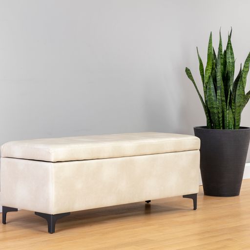 Sunpan Janet Storage Bench Antonio Charcoal / Bravo Black / Bravo Cream