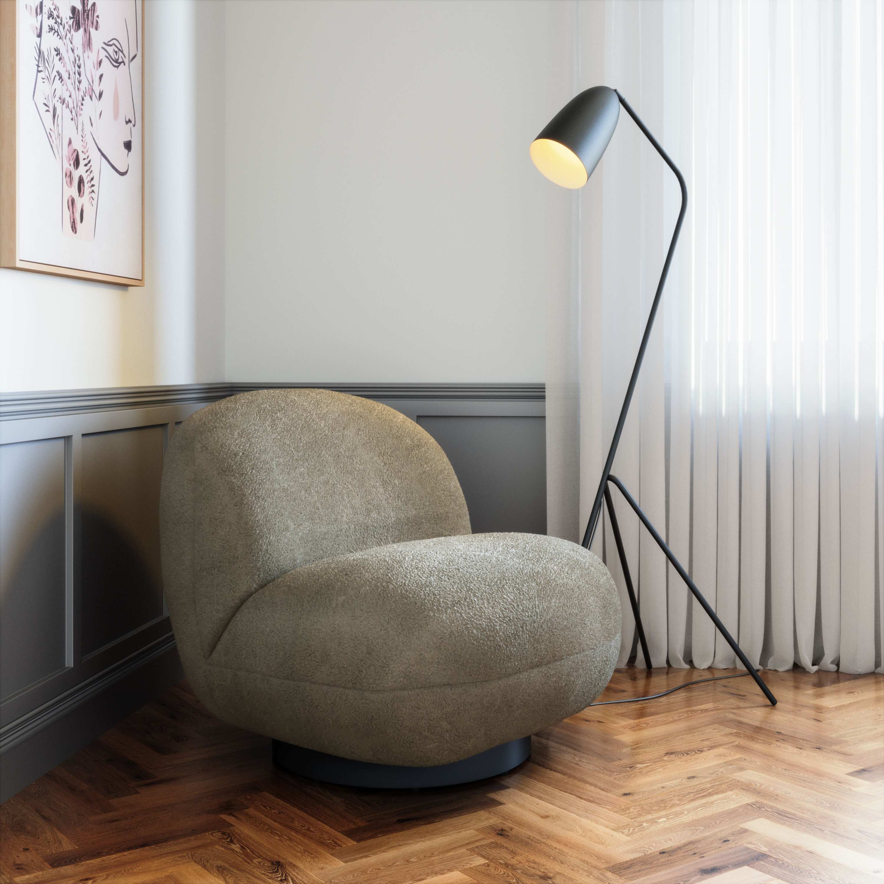 Zuo Modern Myanmar Accent Chair in Cream/Olive Green/Burnt Orange