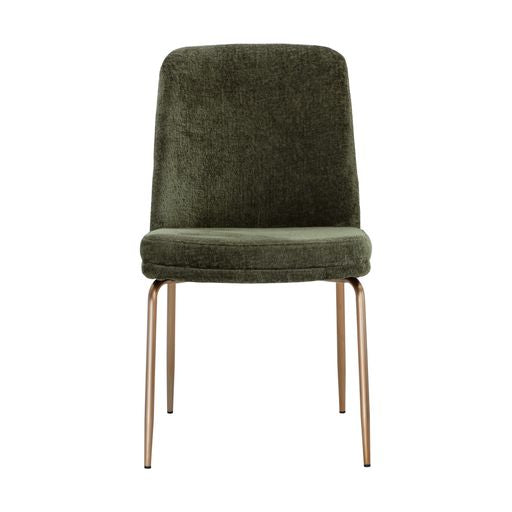 Sunpan Zeke Dining Chair Antique Brass in Bergen Ivory / Bergen Olive