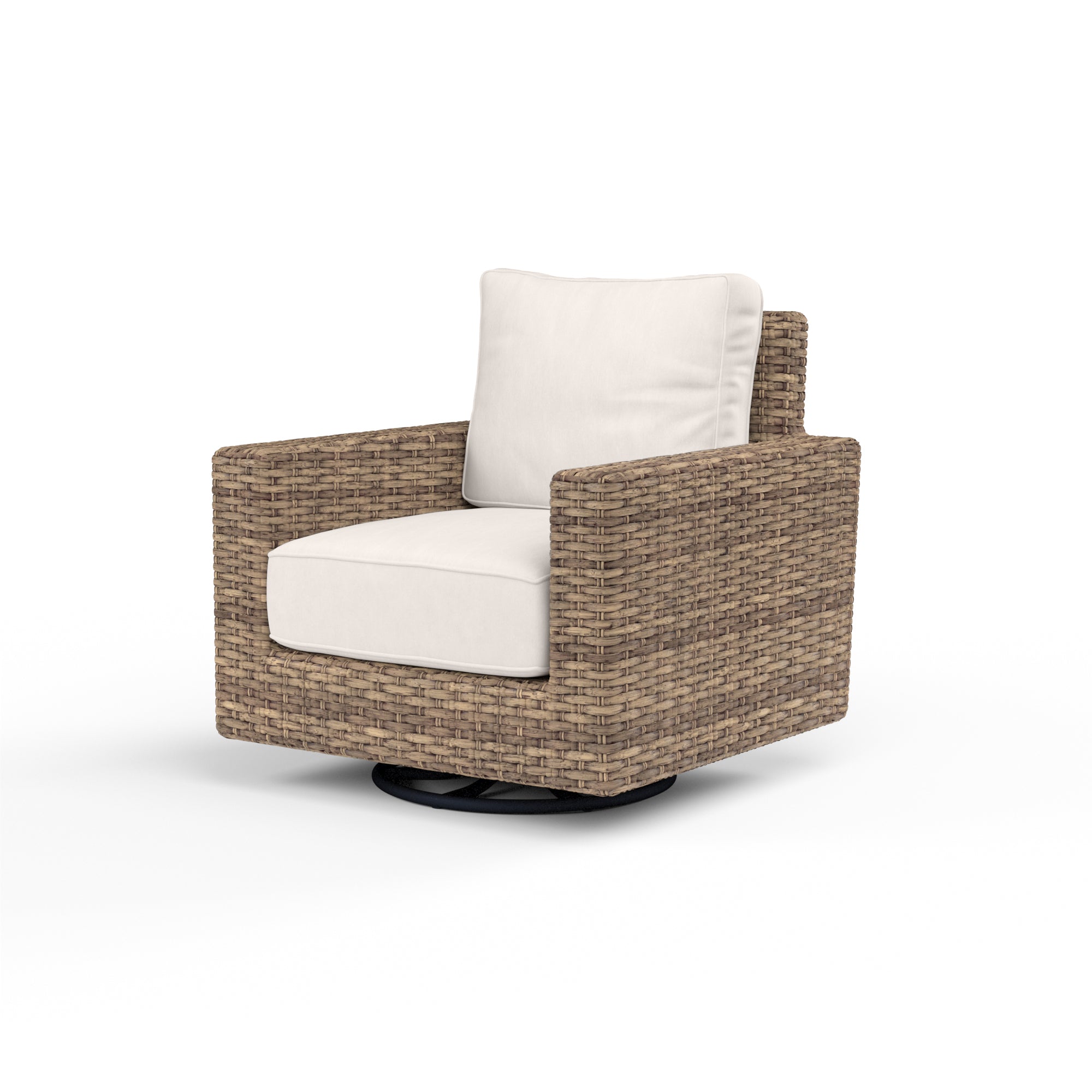 Sunset West Havana Swivel Club Rocker With Cushions In Canvas Flax