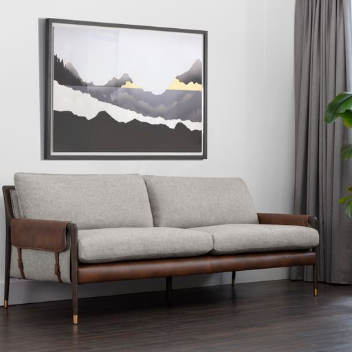 Sunpan Mauti Sofa - Brown - Vault Fog / Bravo Cognac