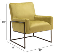 Zuo Modern New York Accent Chair in Olive Green