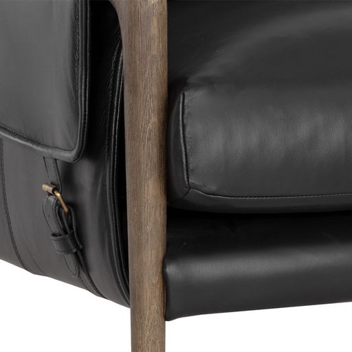 Sunpan Mauti Lounge Chair Dark Brown - Cortina Black Leather / Cortina Ink Leather