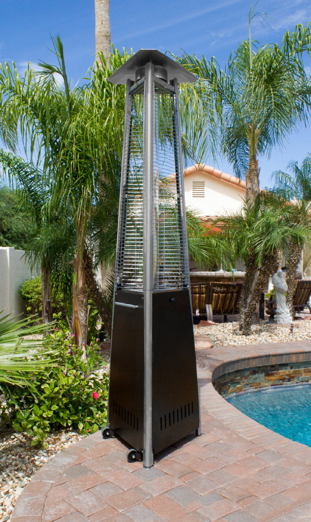 AZ Patio Heaters Commerical Natural Gas Hammered Bronze Glass Tube Heater