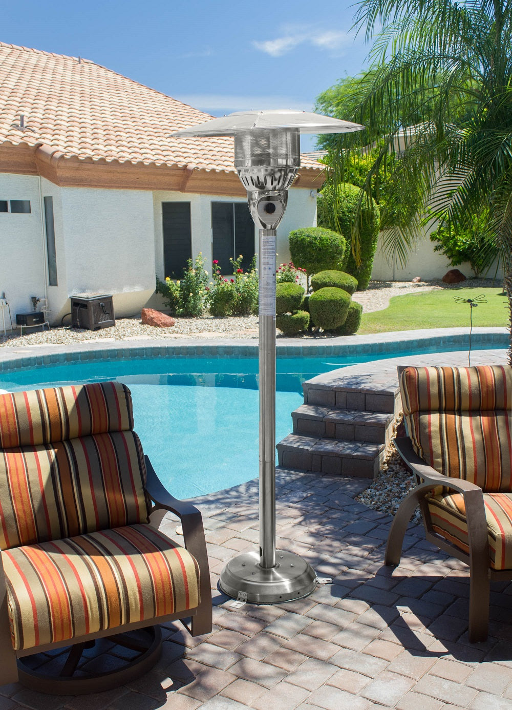 AZ Patio Heaters Outdoor Natural Gas Patio Heater in Hammered Bronze / Stainless Steel