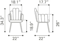 Zuo Modern Noosa Dining Chair in Navy Blue/Gray/Ivory