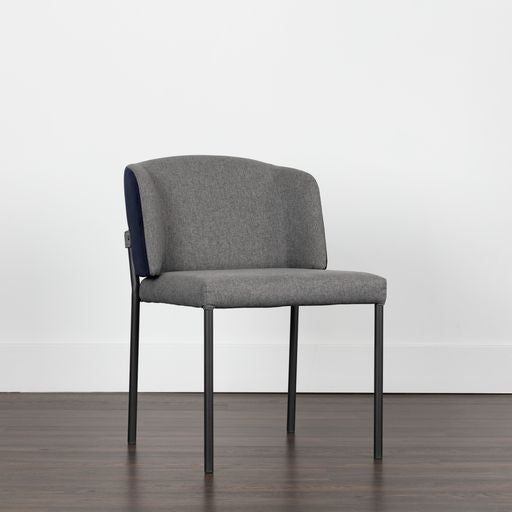 Sunpan Pearce Dining Chair Dark Grey-Abbington Navy / Light Grey-Bravo Cognac