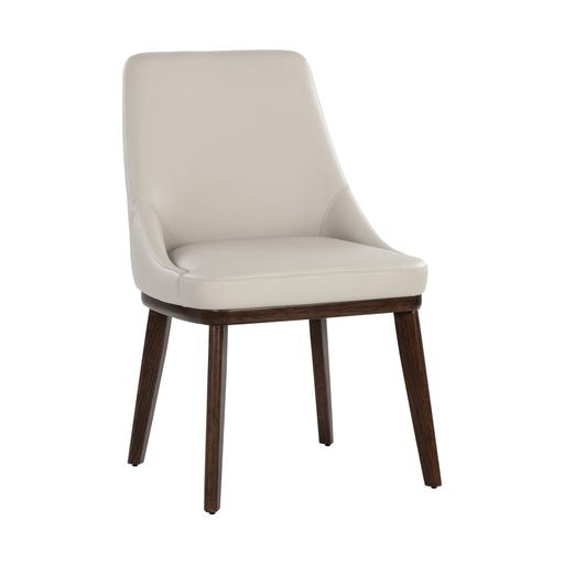 Sunpan Jody Dining Chair in Alpine Grey / Linea Light Grey / Missouri Mahogany Leather - Set of Two