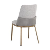 Sunpan Marie Dining Chair Belfast Heather Grey-Bravo Metal / Belfast Oatmeal-Bravo Cognac - Set of Two