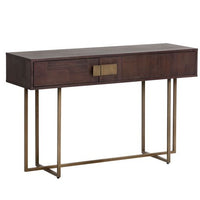 Sunpan Jade Console Table Antique Brass-Dark Mango / Antique Silver-Ash Grey