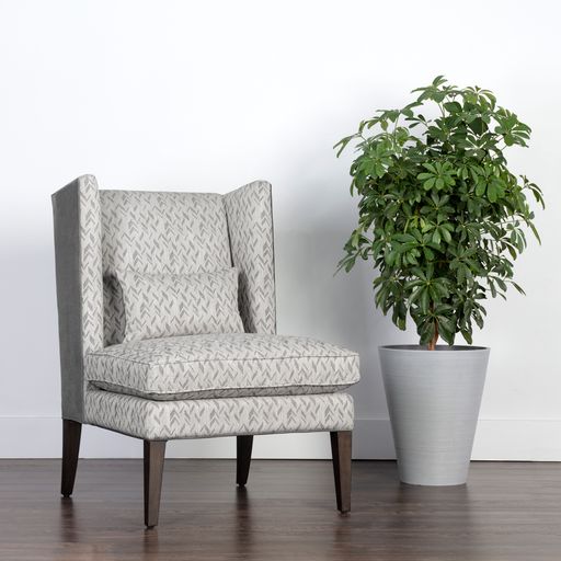 Sunpan Kenzo Lounge Chair in Chevron Grey - Antonio Charcoal / Fuego Navy - Abbington Navy