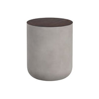 Sunpan Diaz End Table in Grey-Wood Grain Brown / Marble-Look Antique Brass