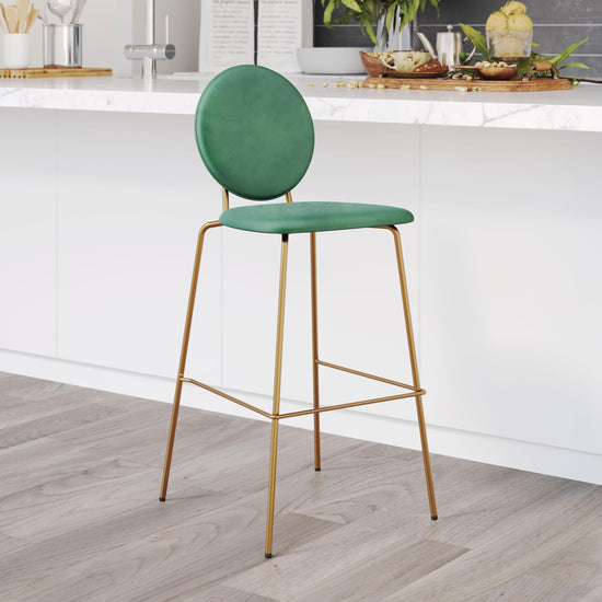 Zuo Modern Odessa Barstool in Green & Gold