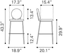 Zuo Modern Odessa Barstool in Green & Gold