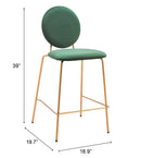Zuo Modern Odessa Counter Stool in Green & Gold