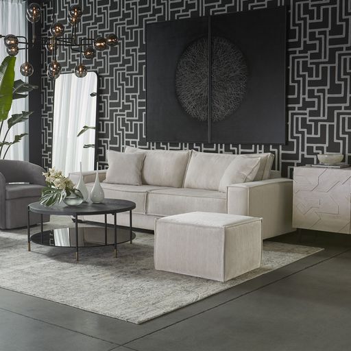 Sunpan Kourtney Swivel Lounge Chair Zenith Beige / Graphite Grey