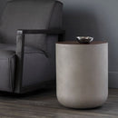 Sunpan Diaz End Table in Grey-Wood Grain Brown / Marble-Look Antique Brass