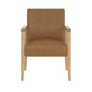 Sunpan Earl Dining Armchair in Ash Grey - Brentwood Charcoal / Natural - Pecan Leather