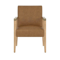 Sunpan Earl Dining Armchair in Ash Grey - Brentwood Charcoal / Natural - Pecan Leather