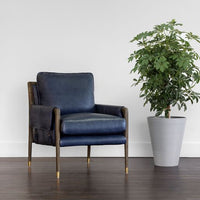 Sunpan Mauti Lounge Chair Dark Brown - Cortina Black Leather / Cortina Ink Leather