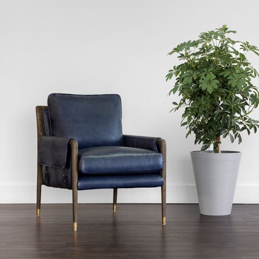 Sunpan Mauti Lounge Chair Dark Brown - Cortina Black Leather / Cortina Ink Leather