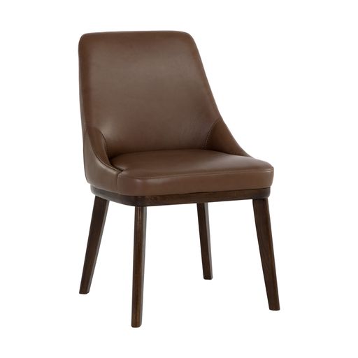 Sunpan Jody Dining Chair in Alpine Grey / Linea Light Grey / Missouri Mahogany Leather - Set of Two