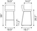Zuo Modern Pago Barstool in Brown