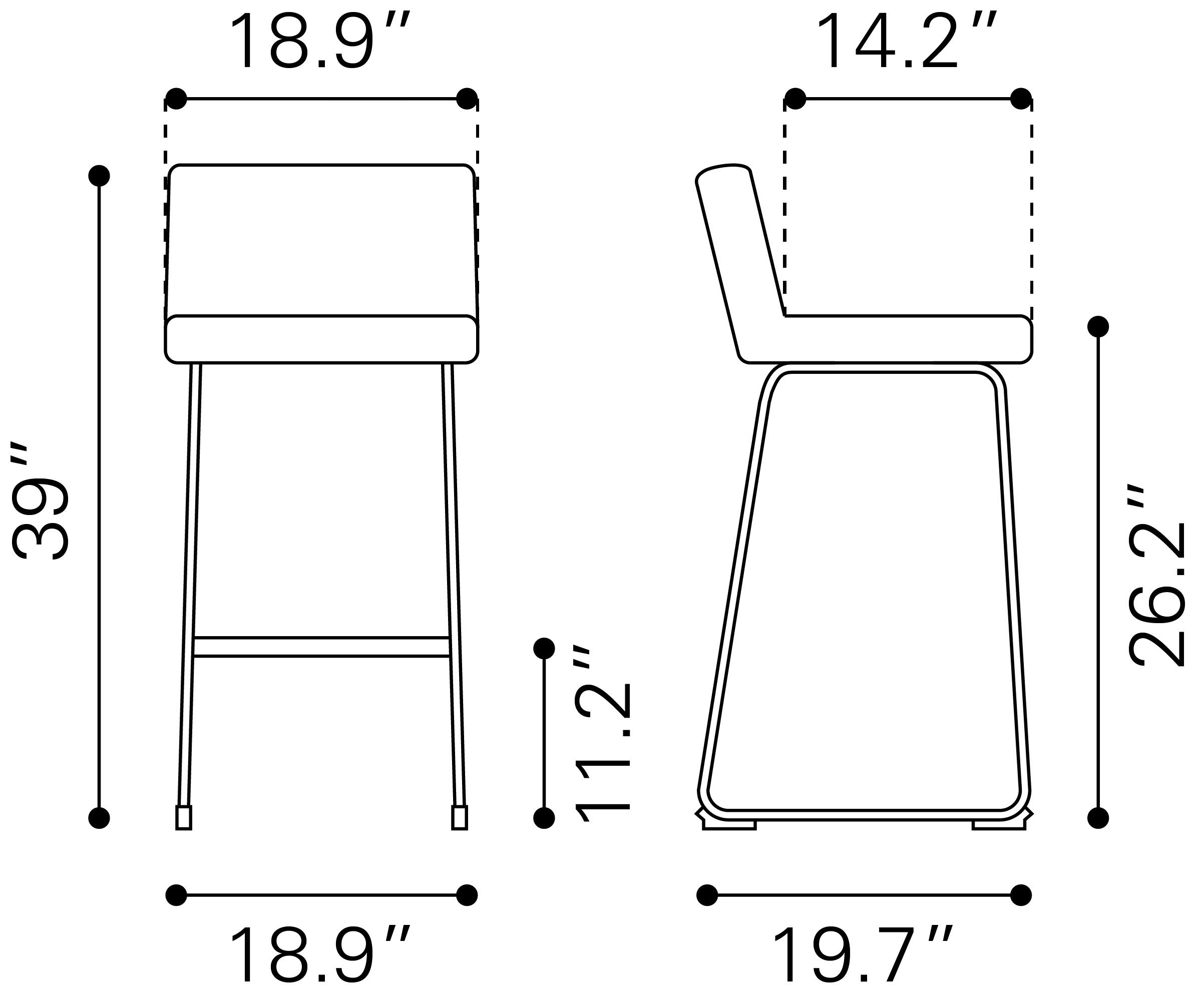 Zuo Modern Pago Barstool in Brown