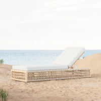 Azzurro Living Paloma Lounge Chair With Matte White Aluminum Frame And Almond All-Weather Wicker