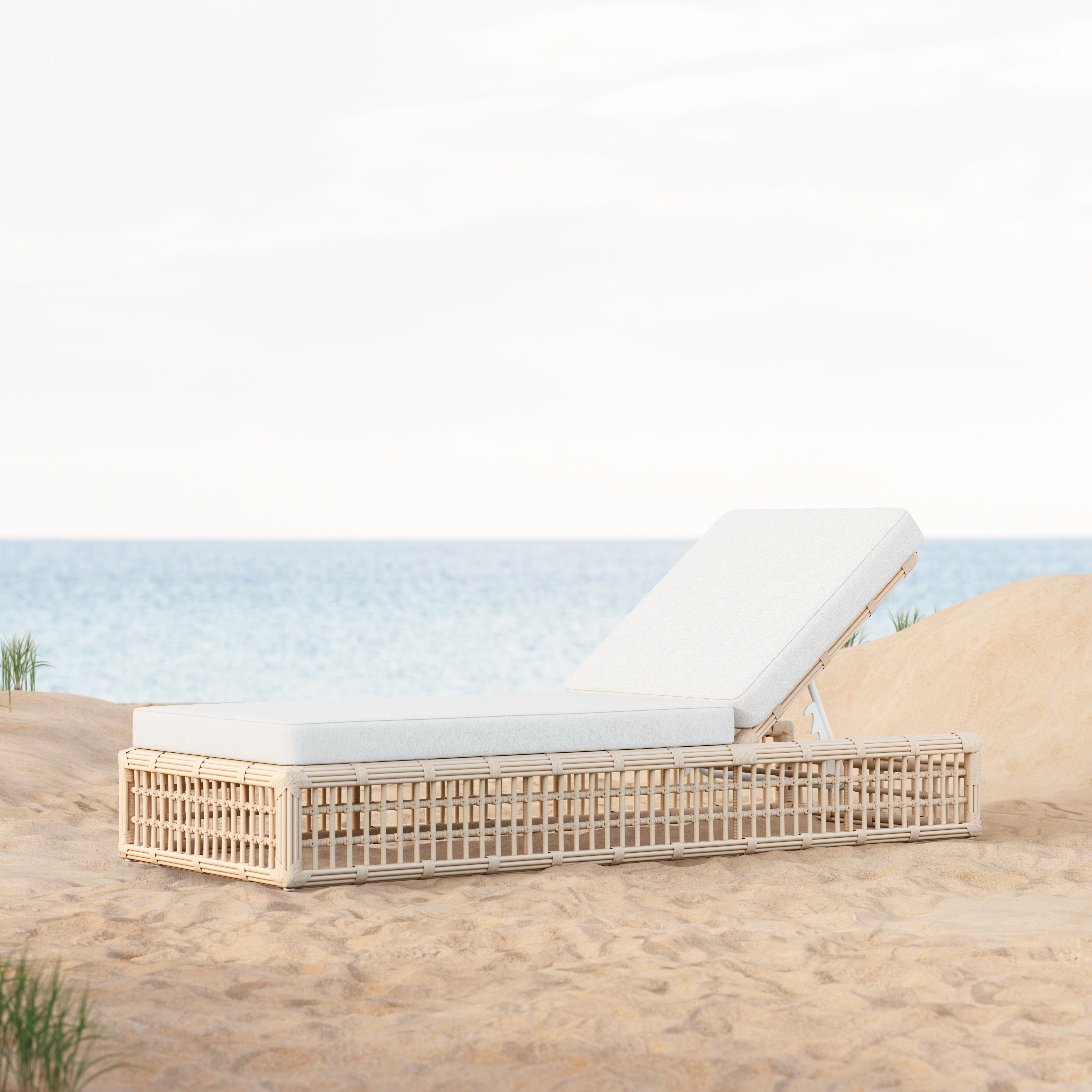 Azzurro Living Paloma Lounge Chair With Matte White Aluminum Frame And Almond All-Weather Wicker