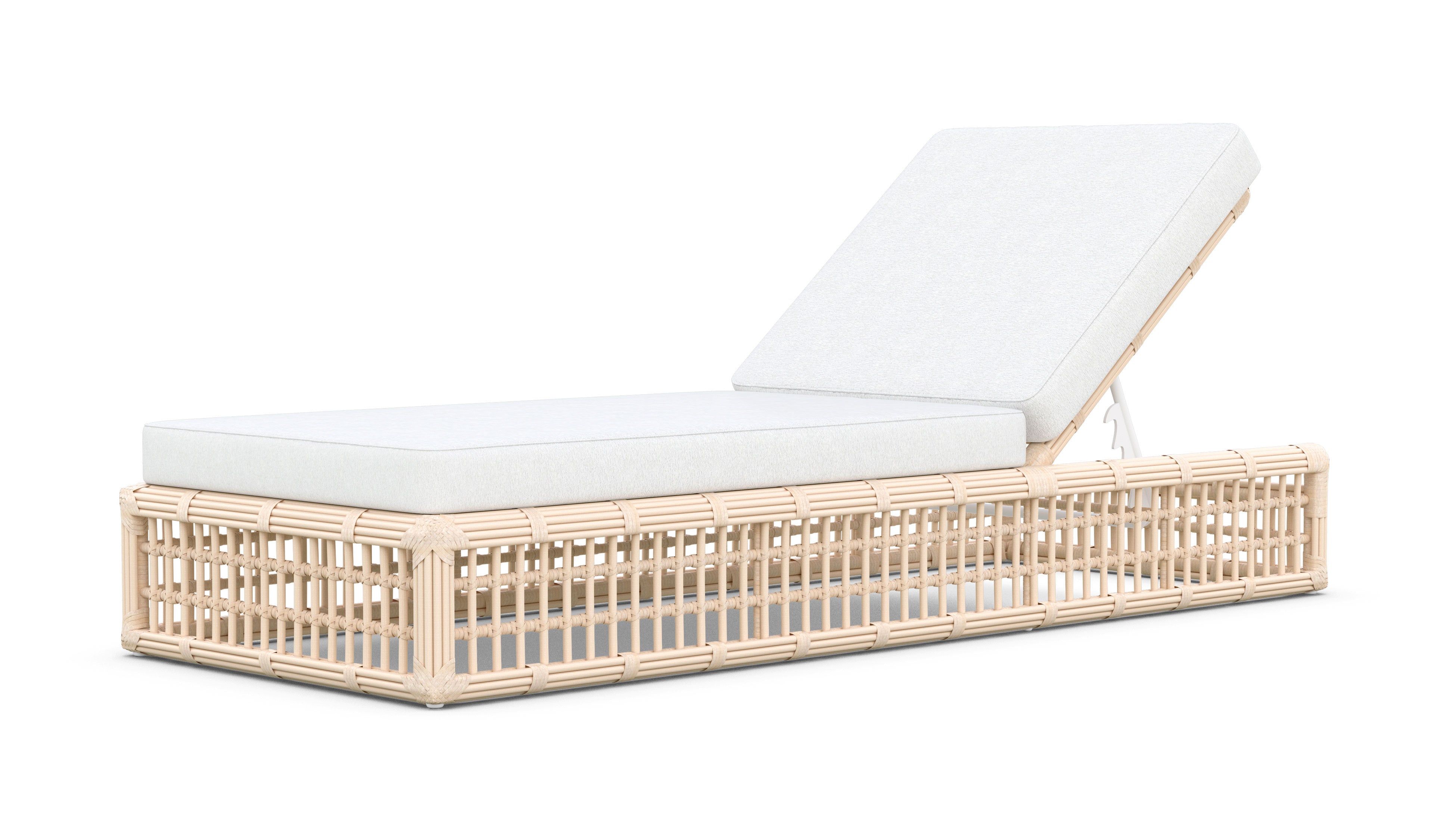 Azzurro Living Paloma Lounge Chair With Matte White Aluminum Frame And Almond All-Weather Wicker