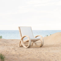 Azzurro Living Paloma Club Chair In Matte White Aluminum Frame And Almond All-Weather Wicker