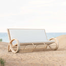 Azzurro Living Paloma 3 Seat Sofa In Matte White Aluminum Frame and Almond All-Weather Wicker