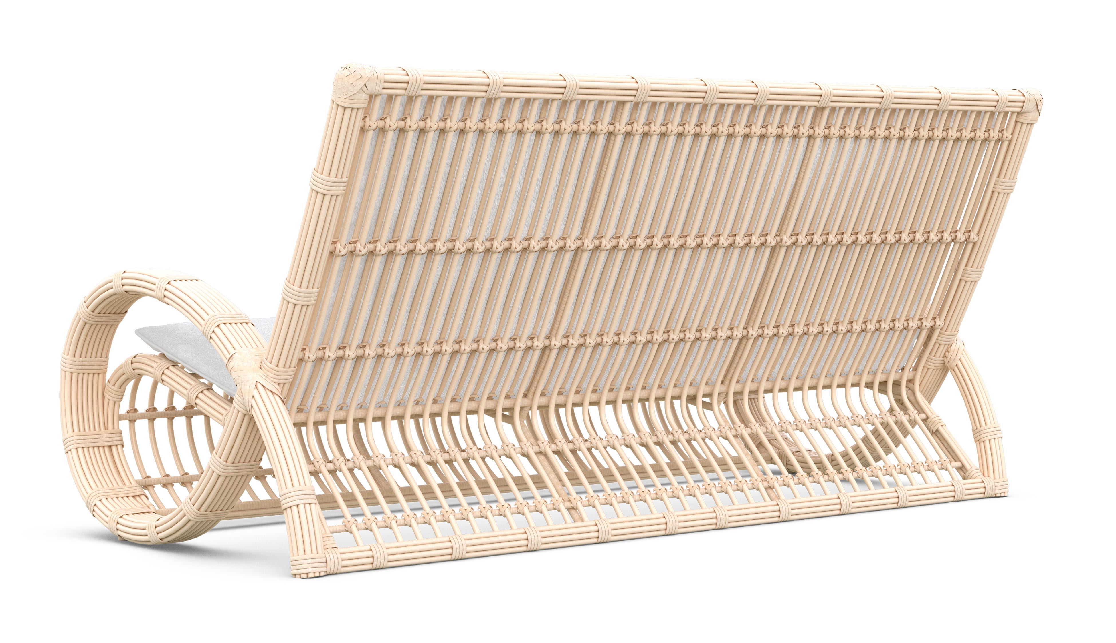 Azzurro Living Paloma 3 Seat Sofa In Matte White Aluminum Frame and Almond All-Weather Wicker