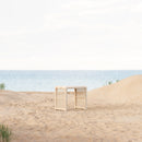 Azzurro Living Paloma Side Table With Matte White Aluminum Frame And Almond All-Weather Wicker