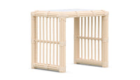 Azzurro Living Paloma Side Table With Matte White Aluminum Frame And Almond All-Weather Wicker