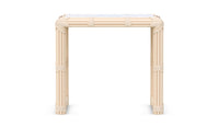 Azzurro Living Paloma Side Table With Matte White Aluminum Frame And Almond All-Weather Wicker