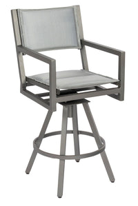 Woodard Palm Coast Padded Sling Swivel Bar Stool with Arms