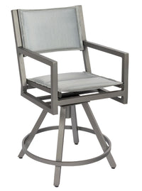Woodard Palm Coast Padded Sling Swivel Counter Stool With Arms