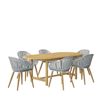 International Home Miami Amazonia 7-Piece Oval Extendable Patio Dining Set | Certified Teak | Ideal for Outdoors and Indoors