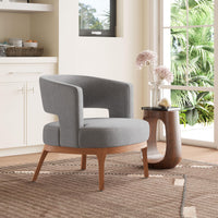 Zuo Modern Penryn Accent Chair in Slate Gray/Beige, Slate Gray, Accent Chairs, Polyurethane, Steel, Curved, 4 Legs, Indoor