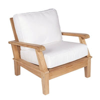 Royal Teak Coastal Set with 3-Seat Sofa and Two Club Chairs and Miami Coffee Table with Off White or Navy or Spa or Granite Cushion