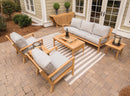 Royal Teak Coastal Set with 3-Seat Sofa and Two Club Chairs and Miami Coffee Table with Off White or Navy or Spa or Granite Cushion