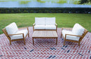 Royal Teak Coastal Wooden Set with Two Club Chairs or Miami Coffee Table and 2-Seater Loveseat