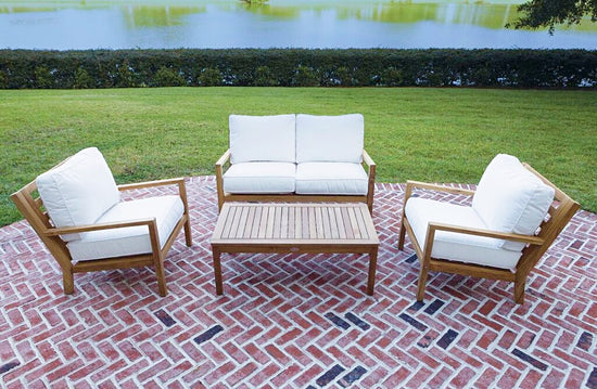 Royal Teak Coastal Wooden Set with Two Club Chairs or Miami Coffee Table and 2-Seater Loveseat