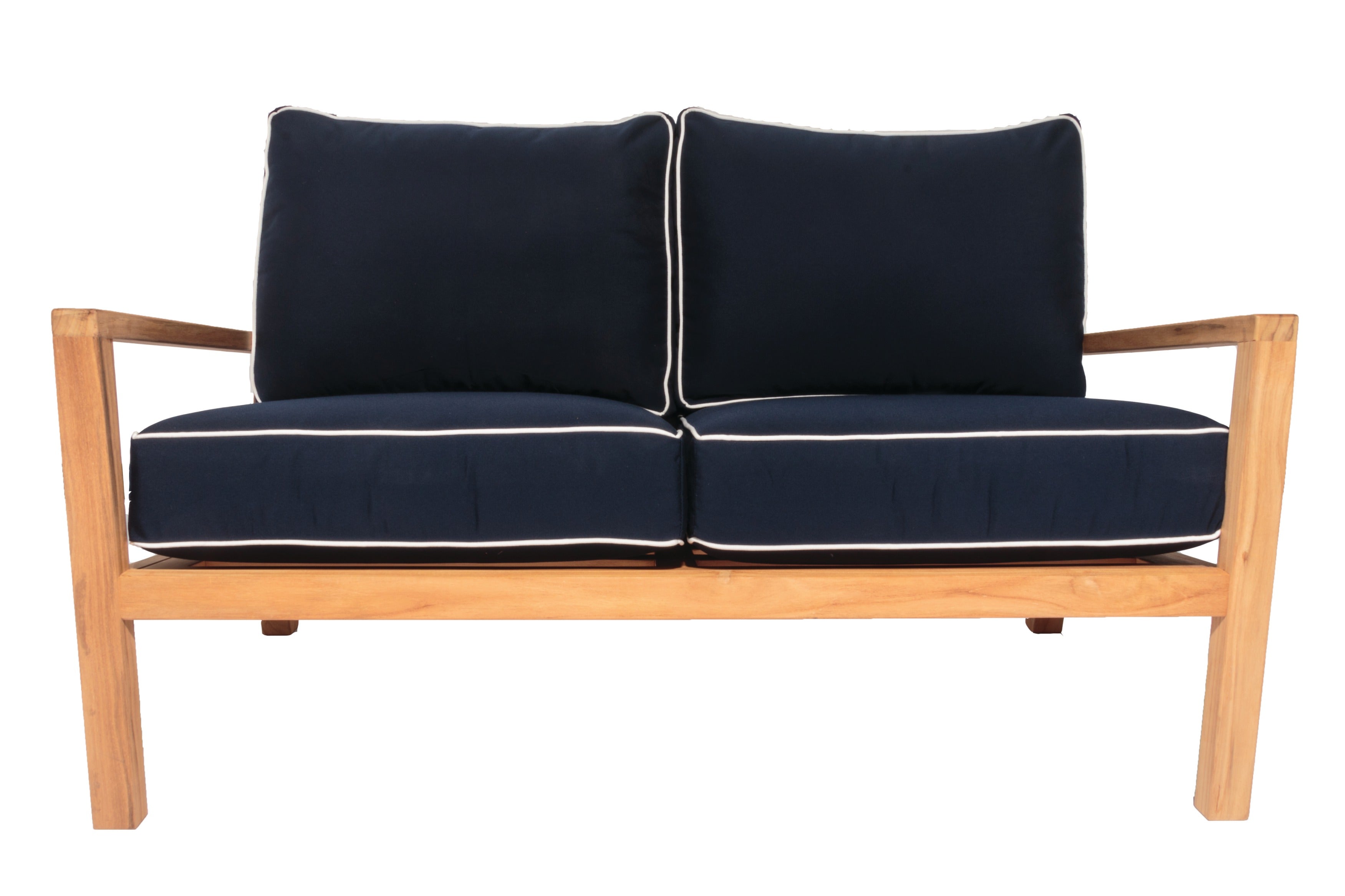 Royal Teak Coastal Wooden Set with 2-Seat Loveseat and Two Club Chairs or Miami Side Table and Miami Coffee Table