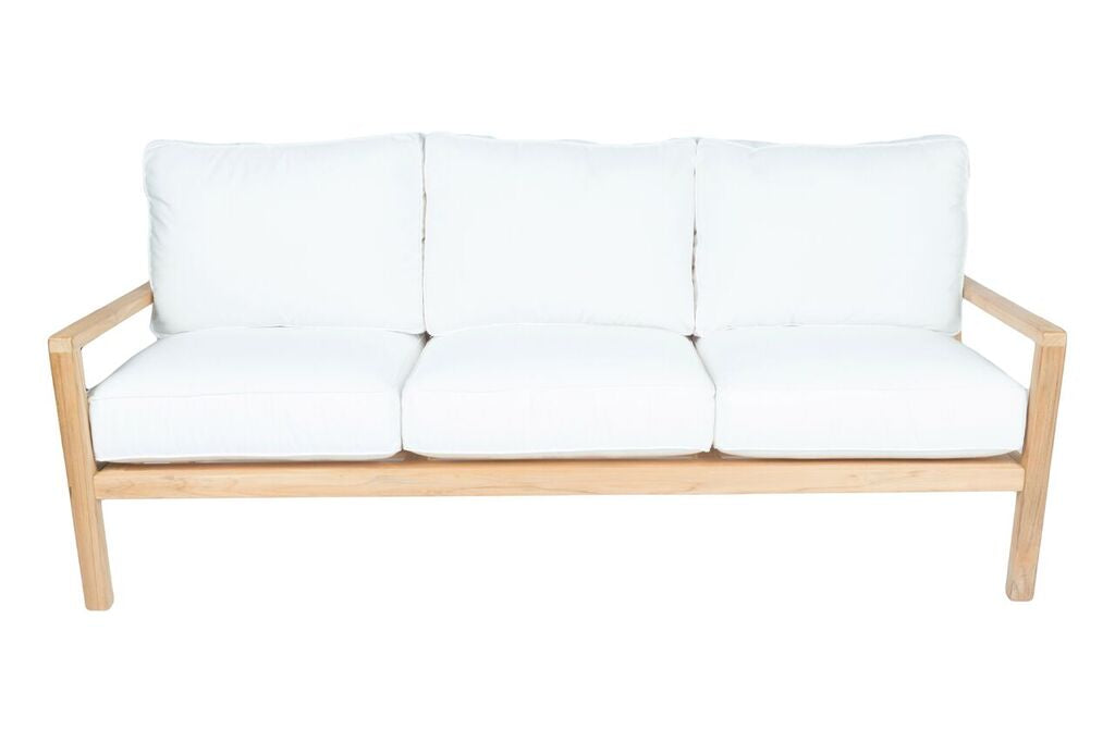 Royal Teak Coastal Set with 3-Seat Sofa and Two Club Chairs and Miami Coffee Table with Off White or Navy or Spa or Granite Cushion